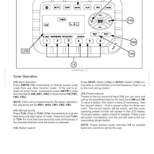 Pode incluir: Um diagrama t&eacute;cnico do painel de controlo de um recetor de r&aacute;dio com a etiqueta 10-ACCESSORIES. Inclui um ecr&atilde; LCD, bot&otilde;es para MUTE, DISP, AM/FM, AUX, WB, TIMER, volume, sintoniza&ccedil;&atilde;o e seis bot&otilde;es de pr&eacute;-sele&ccedil;&atilde;o numerados.