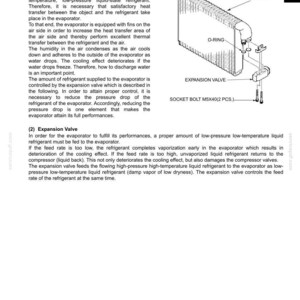 May include: A technical diagram of an air-conditioner system component, showing an evaporator, an O-ring, an expansion valve, and two socket bolts labelled M5X40. The black and white line drawing illustrates the assembly of these parts.