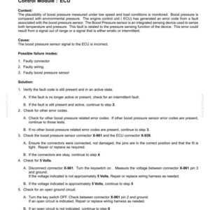 May include: A technical document titled Electrical systems - FAULT CODES, specifically detailing fault code 3795-Intake air pressure and temperature sensor - signal not plausible. It lists the ECU control module, context, causes, and a six-step solution.