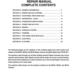 New Holland Mc22, MX28, MC35 Tractor Service Repair Workshop Manual | Instant PDF Download image 3