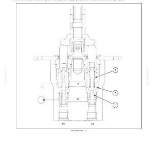 Op de afbeelding: Technische tekening van een hydraulisch handbedieningssysteem, met details van interne componenten. De tekst legt de werking uit van de schuif, veren en poorten wanneer de hendel in de neutrale stand staat.