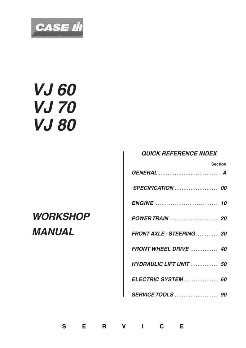 Pu&ograve; includere: Manuale di officina bianco con il logo Case IH in alto. Il manuale include sezioni su motore, trasmissione e unit&agrave; di sollevamento idraulico per i modelli VJ 60, VJ 70 e VJ 80.