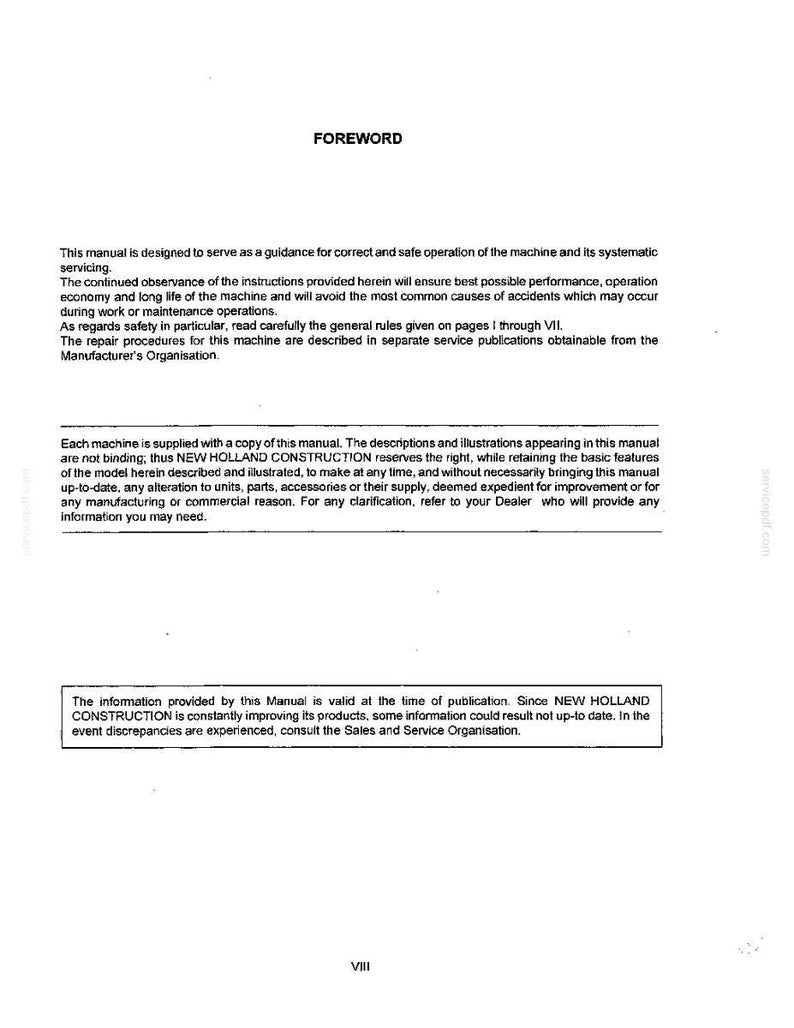 Manual de operación y mantenimiento para el operador de la New Holland DC150, DC150 LGP Construction / Descarga instantánea en PDF imagen 4