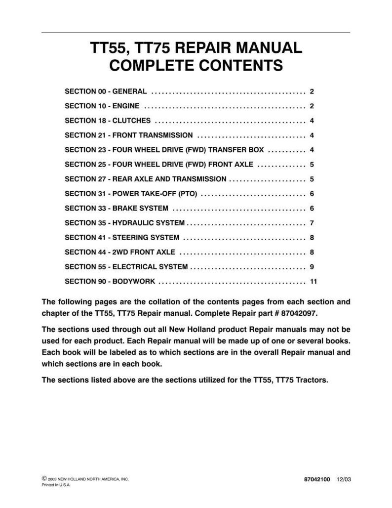 New Holland TT55, TT75 Tractor Service Repair Workshop Manual | Instant PDF Download image 3