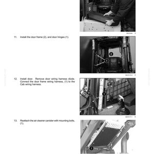 Puede incluir: Una p&aacute;gina de manual t&eacute;cnico titulada BODY AND STRUCTURE - USER PLATFORM con cuatro fotograf&iacute;as de instrucciones en blanco y negro. Las im&aacute;genes muestran los pasos para instalar un umbral, marco de puerta, bisagras, arn&eacute;s de cableado y filtro de aire.