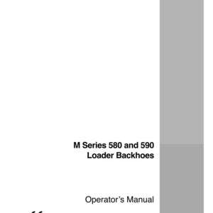 May include: White manual titled "M Series 580 and 590 Loader Backhoes Operator's Manual." The cover features the CASE CONSTRUCTION logo and the CE mark. The manual is printed on white paper with black text.