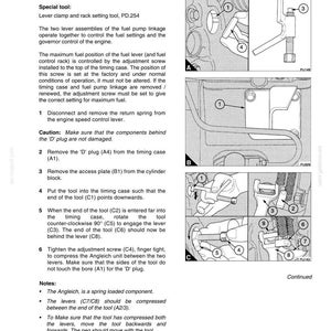 May include: Diagram showing fuel system adjustment instructions, with illustrations and labels. Includes diagrams of tools and components, with arrows pointing to specific parts. Text provides steps and safety warnings.