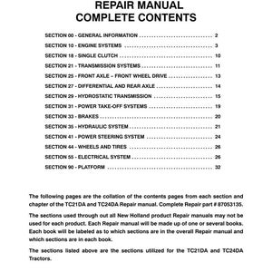 New Holland TC21DA, TC24DA Tractor Service Repair Workshop Manual | Instant PDF Download image 3