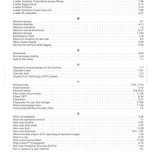 May include: A page from a manual with a table of contents. The text includes terms like "Machine access," "Safety rules," and "Product Identification Number (PIN)." The page is white with black text.