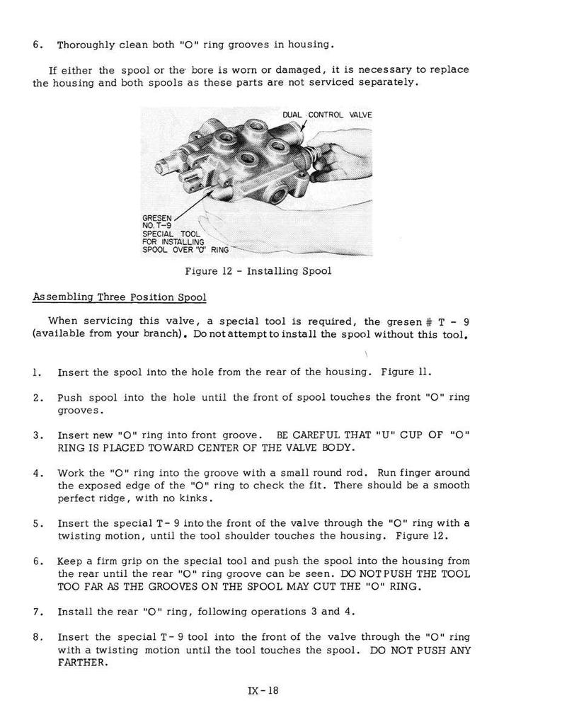 May include: Technical diagram of a dual control valve with text instructions. The image includes a detailed illustration of the valve's components, labeled with specific instructions for assembly and maintenance. The text includes warnings and specific tool requirements.