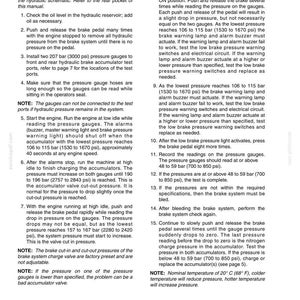 May include: A technical document titled TROUBLESHOOTING THE HYDRAULIC BRAKE SYSTEM, numbered 7002-4. It contains fifteen numbered steps and several notes detailing procedures for checking oil levels, pressure gauges, and brake system performance.