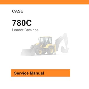 May include: Image of a Case 780C Loader Backhoe. The image shows a yellow and black construction vehicle with a front loader and backhoe attachment. The text "CASE" and "780C Loader Backhoe" are at the top. The text "Service Manual" is at the bottom.