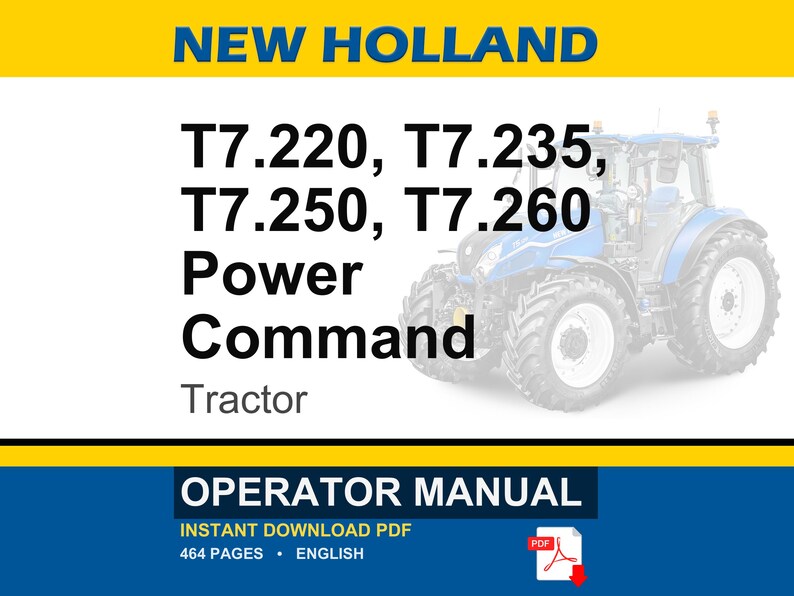 Gebruikershandleiding New Holland T7.220, T7.235, T7.250, T7.260 Power Command-tractorbestuurder | Directe pdf-download afbeelding 1