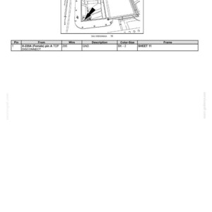 May include: Diagram of electrical systems, harnesses, and connectors. Includes a detailed illustration of a component with a table listing pin, wire, and description details. The text includes "X-220A (Female) pin A TOP DISCONNECT".