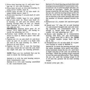 May include: A page from a manual detailing the assembly of a flanged axle. The text includes numbered steps, diagrams, and torque specifications for automotive repair. The page is white with black text.