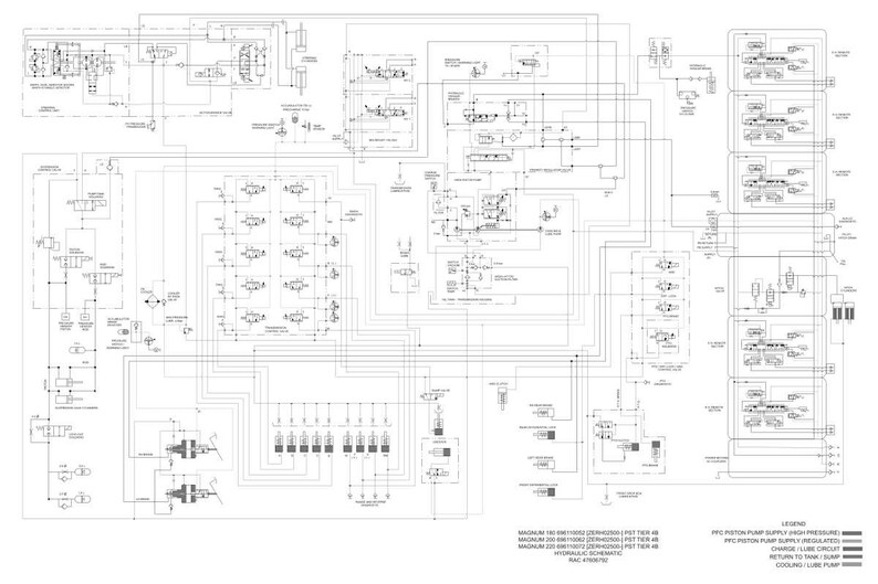 May include: Detailed engineering schematic with interconnected components and lines, rendered in black and white. The diagram includes various symbols, labels, and a legend. Text at the bottom reads "HYDRAULIC SCHEMATIC".