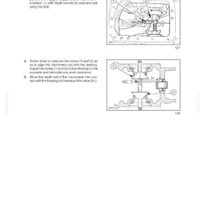 May include: A technical manual page titled Section 27 - Rear Axle and Transmission - Chapter 1. It features two black and white diagrams showing the use of tool 380000249 with a micrometer to measure and adjust bearing axial clearance.