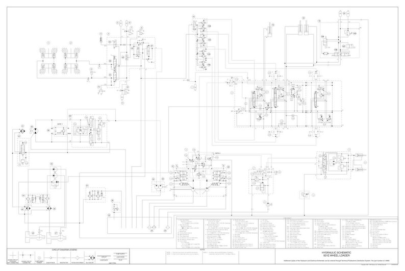May include: A detailed engineering schematic of a 410 wheel loader's hydraulic system, rendered in black and white. The diagram features numerous interconnected components, lines, and labels, providing a comprehensive technical overview.