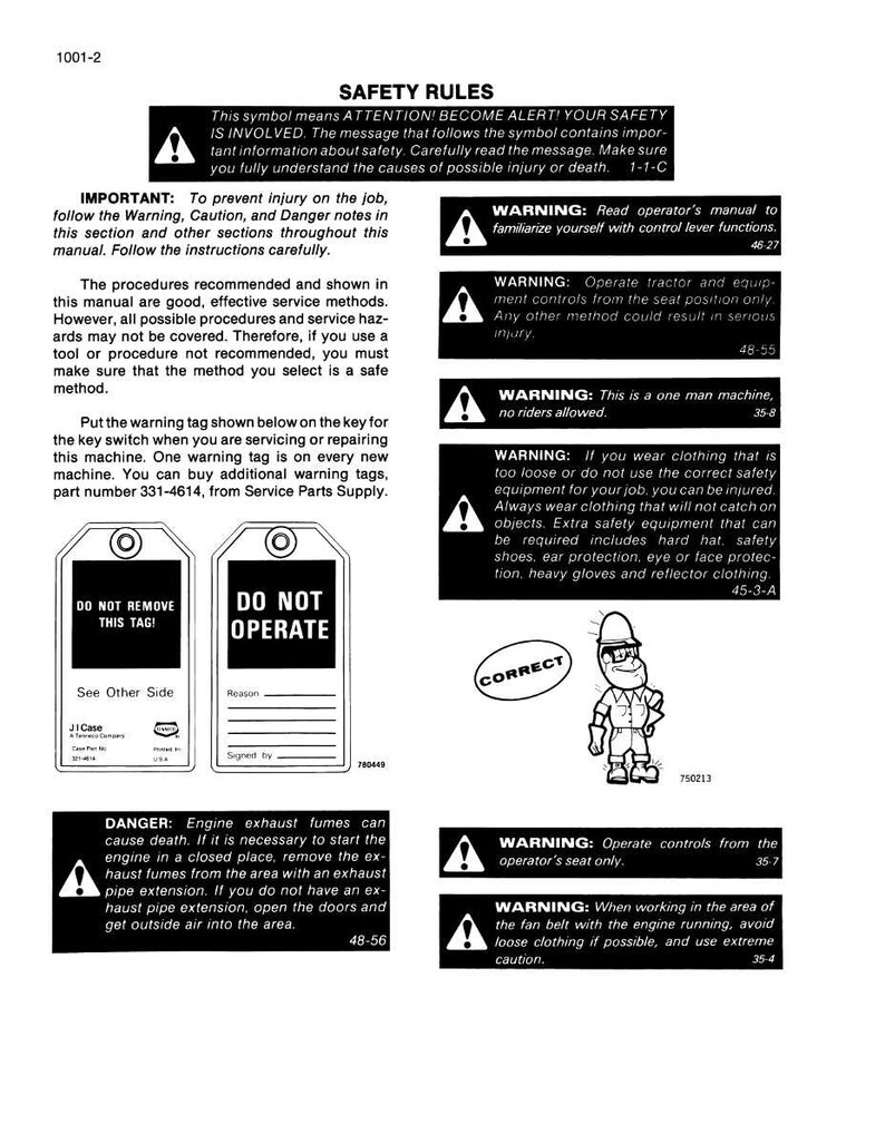 Pu&ograve; includere: Una pagina del manuale di sicurezza con avvertenze e istruzioni. La pagina include testo come "Regole di sicurezza" e "Avvertenza". Ci sono illustrazioni di una persona e simboli di sicurezza. La pagina include anche il testo "Non rimuovere questo tag!" e "Non operare".