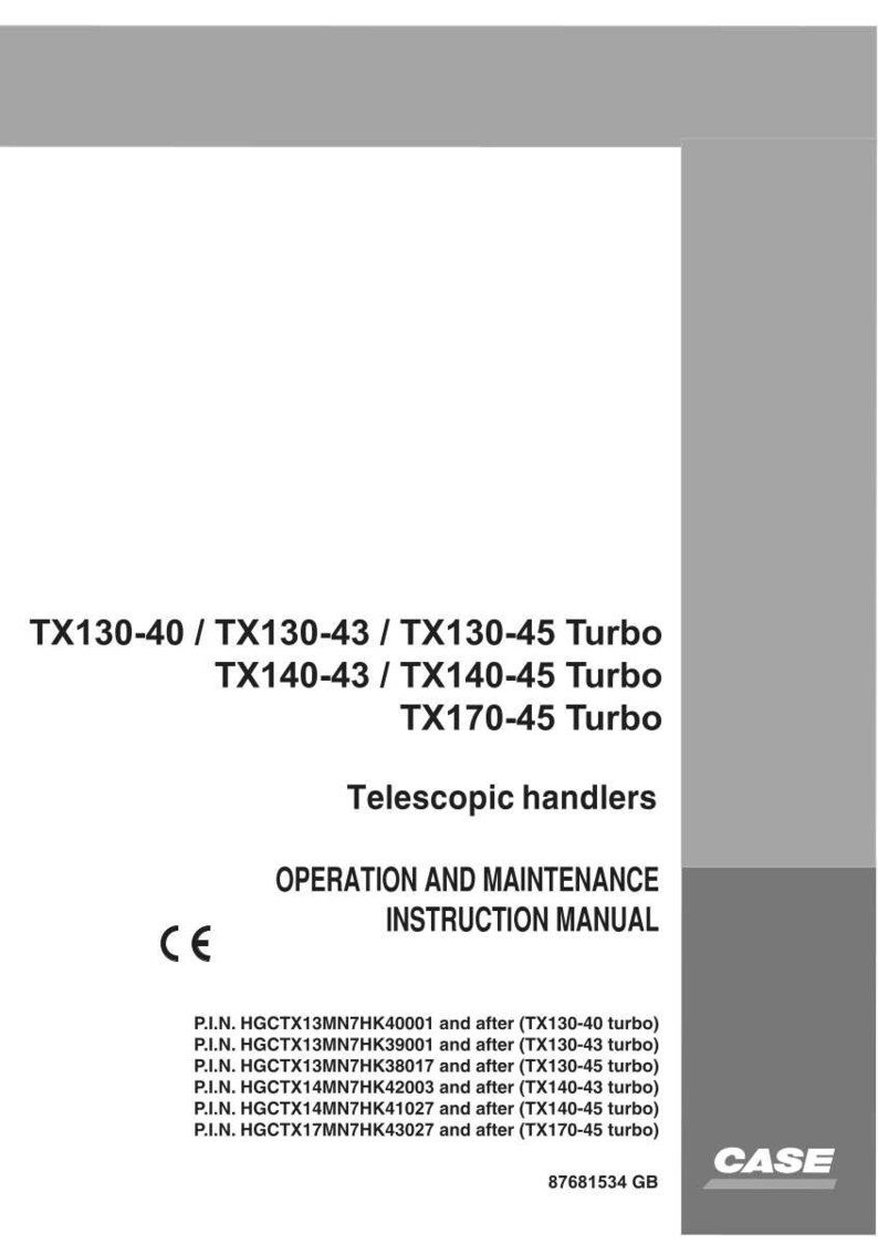 May include: A white and gray instruction manual for telescopic handlers, featuring the text "TX130-40 / TX130-43 / TX130-45 Turbo" and other model numbers. The manual includes the "OPERATION AND MAINTENANCE INSTRUCTION MANUAL" title and the CASE logo.