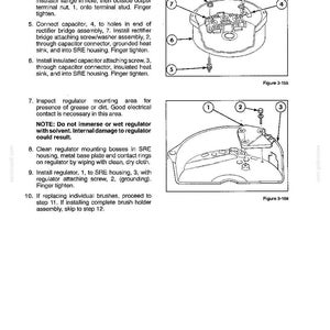 May include: Diagrams from a manual showing electrical system components. The top diagram illustrates a circular component with numbered parts and screws. The bottom diagram shows a similar component with fewer parts.