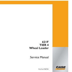 May include: A white service manual for a 621F Tier 4 Wheel Loader. The cover features the text "621F TIER 4 Wheel Loader Service Manual" in black font. The Case Construction logo is in the bottom right corner.