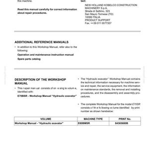 New Holland E80BMSR Excavator Service Repair Workshop Manual | Instant PDF Download image 3