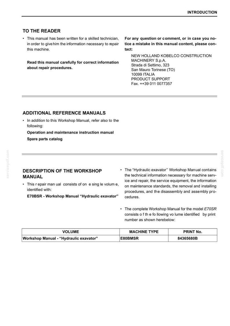 New Holland E80BMSR Excavator Service Repair Workshop Manual | Instant PDF Download image 3