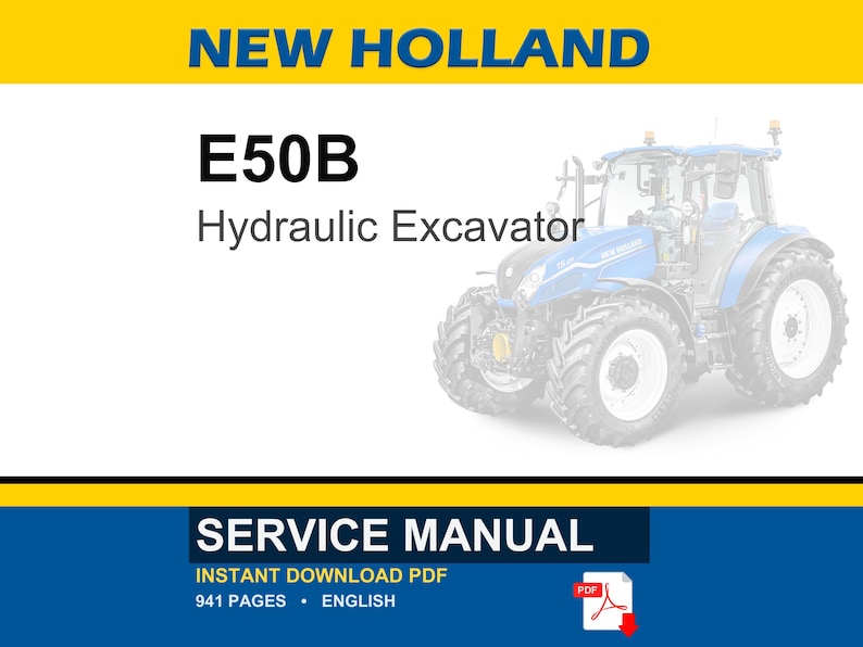 New Holland E50B Hydraulic Excavator Service Repair Workshop Manual | Instant PDF Download image 1