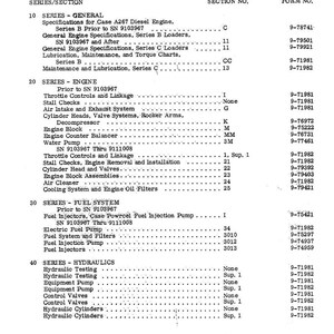 Peut inclure: Document imprim&eacute; en noir et blanc intitul&eacute; &laquo; 680B and 680C Loader Backhoe Table of Contents &raquo;. Il r&eacute;pertorie les sections et les num&eacute;ros de formulaire relatifs aux syst&egrave;mes de moteur et hydrauliques.