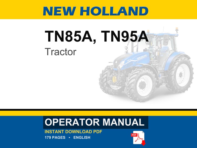 New Holland TN85A, TN95A Tractor Operator Owners Operation Manual | Instant PDF Download image 1