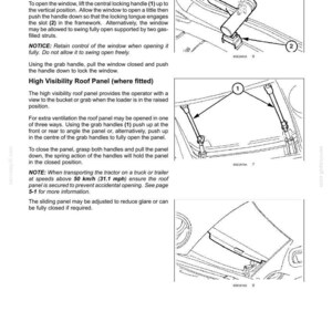 Peut inclure: Une page de manuel technique intitul&eacute;e 3-CONTROLS/INSTRUMENTS pr&eacute;sentant des dessins au trait en noir et blanc d'un m&eacute;canisme de verrouillage de lunette arri&egrave;re et d'un panneau de toit haute visibilit&eacute; avec des composants num&eacute;rot&eacute;s.