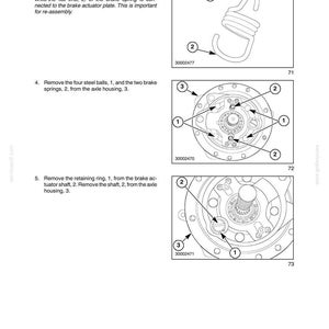 以下が含まれることがあります： 自動車の車軸コンポーネントを示すマニュアルの図。スプリング、スチールボール、リテーニングリング、アクスルハウジングが含まれています。テキストは、スプリングの接続ポイントを説明しています。