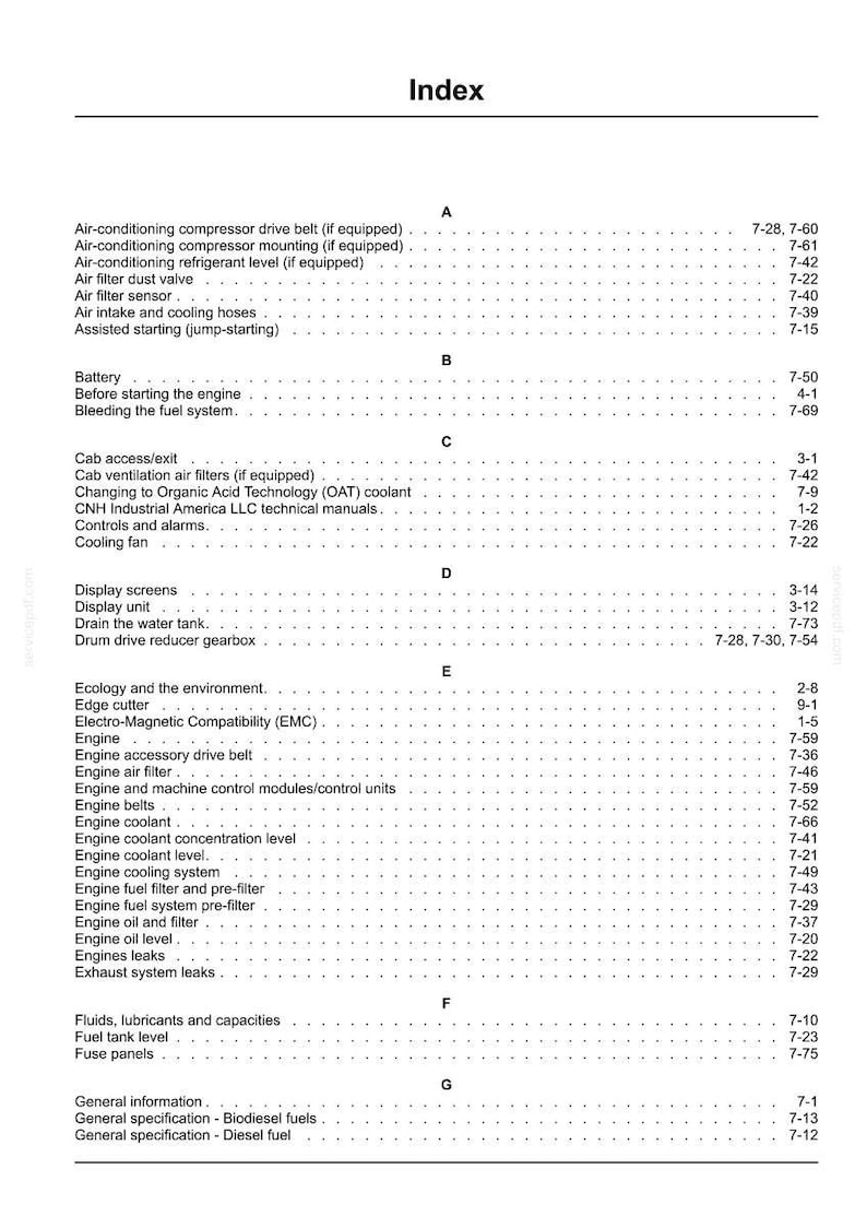 May include: A detailed index page from a manual, featuring a list of automotive components and systems. The text is organized alphabetically, with page numbers provided for each item, such as "Air filter dust valve" and "Engine coolant".