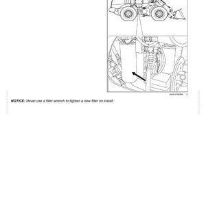 May include: Diagram of a piece of heavy machinery with a detailed view of a filter. The text reads "7 - MAINTENANCE" and instructions for engine maintenance, including checking for leaks and hydraulic levels.