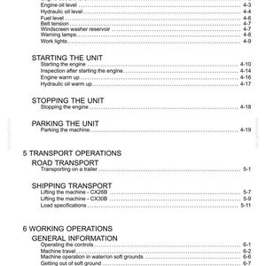 May include: A page from an operating manual with the title "4 Operating Instructions" and sections on commissioning, starting, stopping, and parking the unit. Also includes transport and working operations.