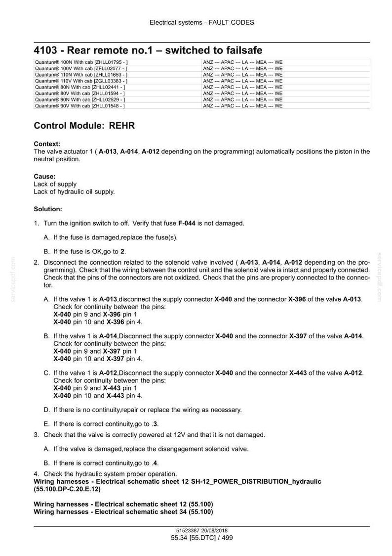 Op de afbeelding: Technisch document met foutcodes voor elektrische systemen. Het toont Quantum-modellen, foutbeschrijvingen, oorzaken en oplossingen. Instructies voor probleemoplossing en reparatie, inclusief controle van bedrading en zekeringen, in cm.