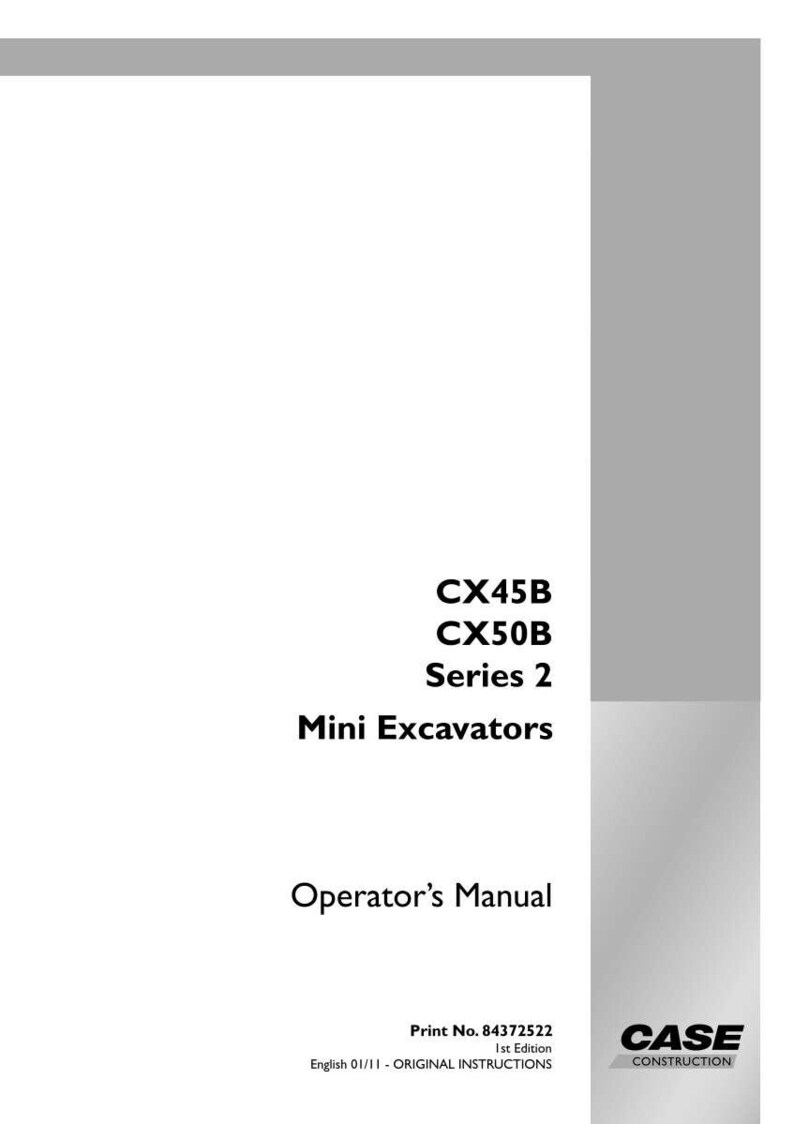 May include: A white manual titled "CX45B CX50B Series 2 Mini Excavators Operator's Manual." The cover includes the Case Construction logo and print information.