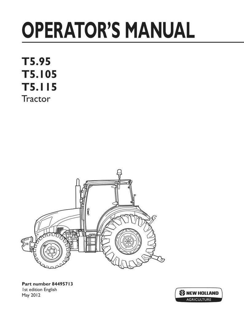 Manual de operación y mantenimiento del tractor New Holland T5.95, T5.105, T5.115 / Descarga instantánea en PDF imagen 3