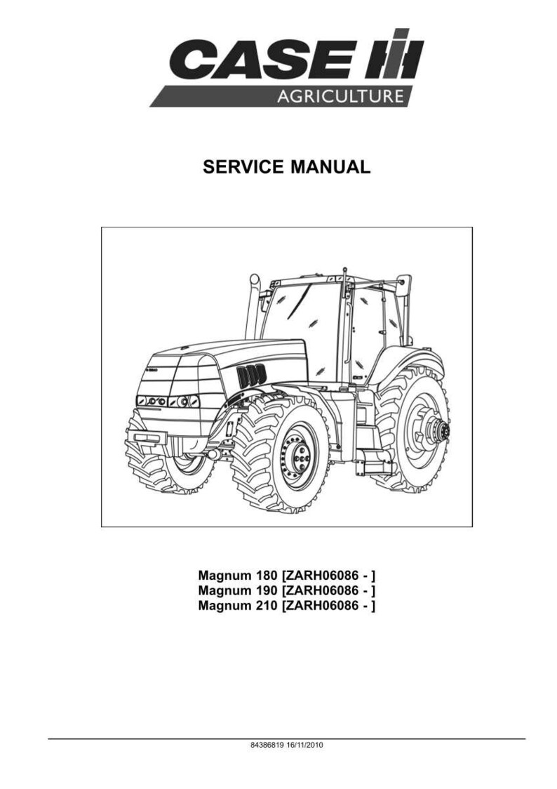 Pode incluir: Um manual de servi&ccedil;o para tratores Case IH Magnum. A capa apresenta o logotipo Case IH e as palavras "SERVICE MANUAL". O manual inclui um desenho linear de um trator e os n&uacute;meros de modelo: Magnum 180, 190 e 210.