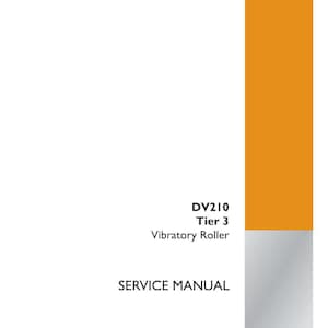 May include: A white service manual with orange accents. The cover displays "DV210 Tier 3 Vibratory Roller" and "SERVICE MANUAL." The Case Construction logo is in the bottom right corner. Part number 47703709 is visible.