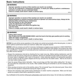 May include: A page from a maintenance manual with the title "6 - MAINTENANCE." The text includes safety warnings, basic instructions, and notices about machine maintenance, emphasizing safety and proper procedures for equipment operation.