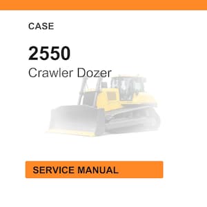 Pu&ograve; includere: Immagine di un bulldozer cingolato giallo e grigio, modello 2550, con la scritta "CASE" sopra e "Crawler Dozer" sotto. Le parole "SERVICE MANUAL" sono in un rettangolo arancione in basso.