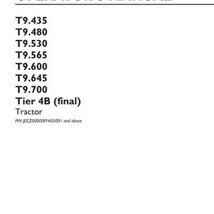 Pu&ograve; includere: Un manuale dell'operatore per trattori New Holland Agriculture serie T9, inclusi i modelli da T9.435 a T9.700, Tier 4B final. La copertina bianca presenta testo nero, il logo New Holland Agriculture, il numero di parte 47739241 e la data settembre 2017.