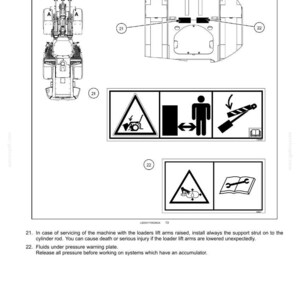 Op de afbeelding: Diagram van een machine met veiligheidsinformatie. Bevat bovenaanzichten en zijaanzichten van de machine, samen met veiligheidssymbolen en tekstwaarschuwingen. De tekst luidt "2 - SAFETY INFORMATION".