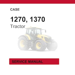 K&ouml;nnte beinhalten: Ein gelb-schwarzer Traktor mit gro&szlig;en Reifen ist abgebildet. Der Text "CASE 1270, 1370 Tractor" steht dar&uuml;ber. Ein rotes Rechteck unten zeigt "SERVICE MANUAL".