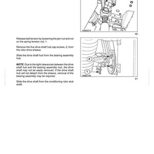 May include: A technical manual page titled SECTION 58 - ATTACHMENTS/HEADERS - CHAPTER 3, featuring black and white line drawings of a conditioner drive shaft removal process, including numbered components and instructional text for maintenance.