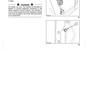 Puede incluir: Una p&aacute;gina de manual t&eacute;cnico titulada SECTION 2 - CONTROLS, INSTRUMENTS AND OPERATION. Incluye texto sobre tomas de diagn&oacute;stico multipin y dos dibujos lineales en blanco y negro que muestran la ubicaci&oacute;n de las tomas marcadas con el n&uacute;mero 1.