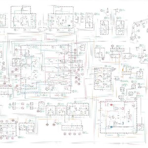 May include: A detailed schematic diagram of an excavator's hydraulic and electrical systems. The diagram is complex, with numerous lines, symbols, and text annotations in black, blue, red, and green on a white background. The text includes "MX88 Excavator Hydraulic/Electrical Schematic".