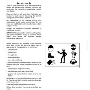 May include: A page from a manual titled "Safety Instructions" with a warning symbol and illustrations of safety equipment. The image includes a safety helmet, boots, gloves, and a person wearing protective gear.